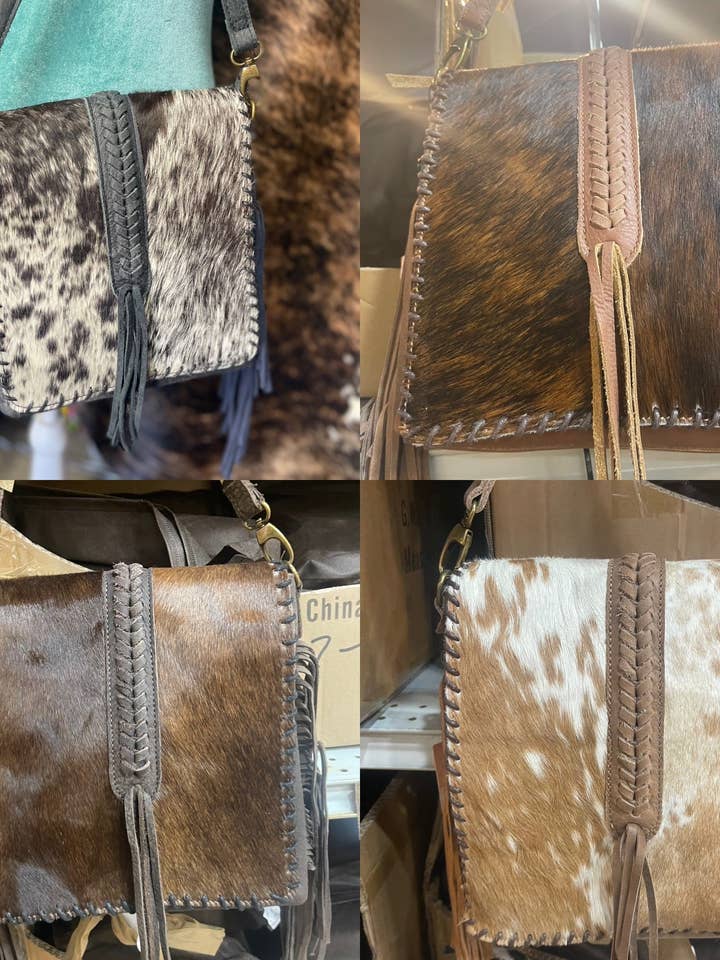 Crossbody portemonnee van gevlochten koeienhuid voor wholesale door Broads Market