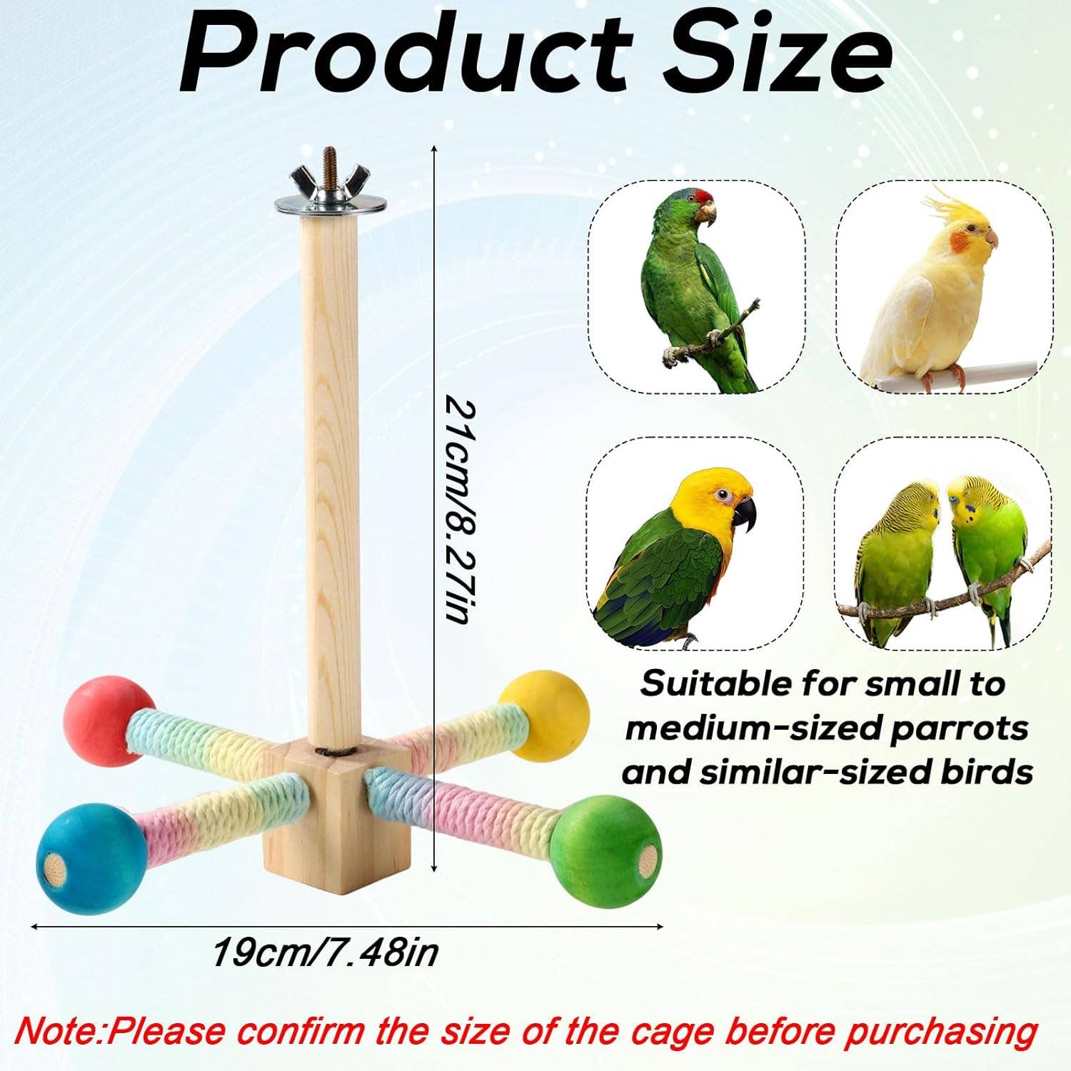VIGOR - Wholesale Pet Toy - Cat/Dog - Bird Stand Perch Toy Wooden Rotating Parrot Toys Interactive1