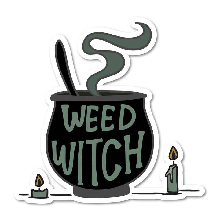 Weed Witch Cauldron Vinyl Sticker for wholesale by Mouthy Broad