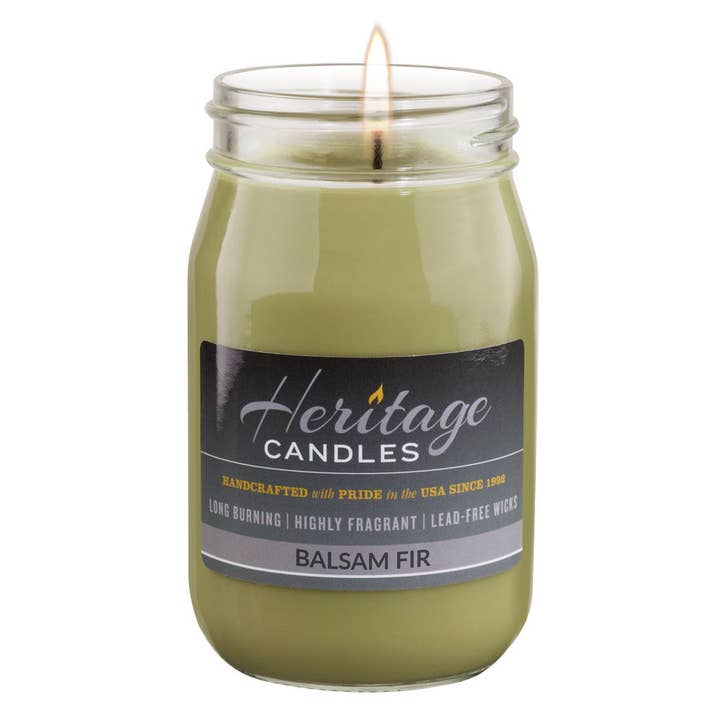 16-oz Canning Jar Candle - Balsam Fir for wholesale by Heritage Candles