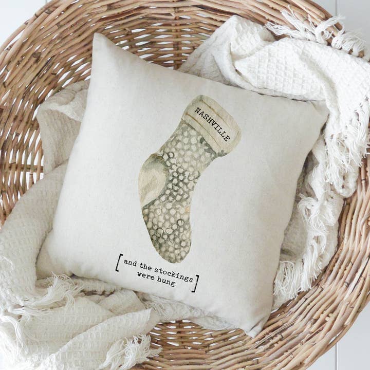 And The Stockings Were Hung Custom Location Pillow Cover for wholesale by Porter Lane Home