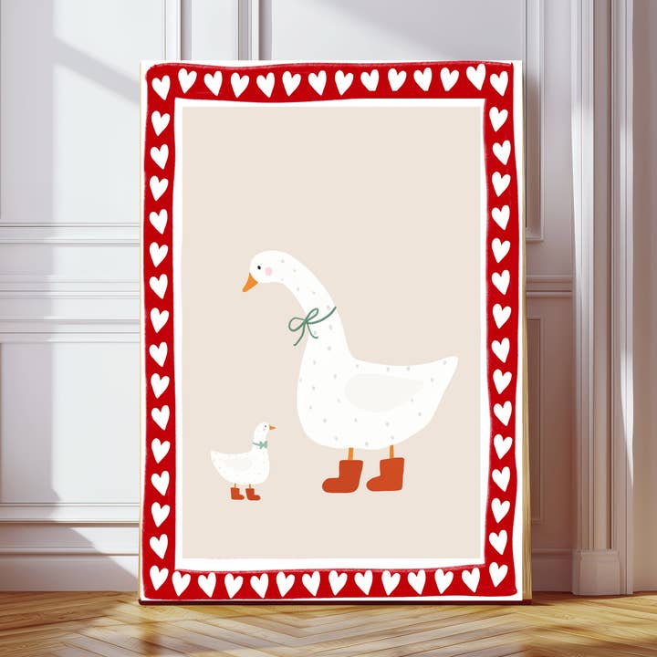 Goose Heart Nursery Art Print for wholesale by Kumo Art Prints