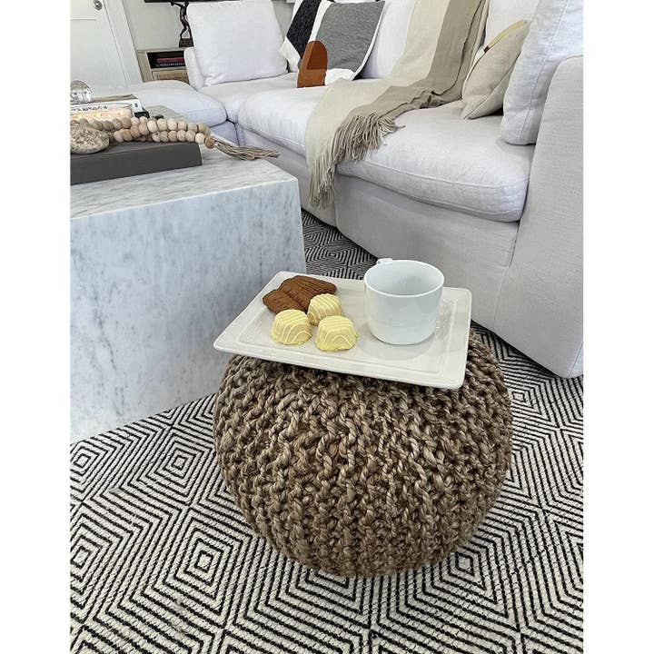 Natural Jute Braided Pouf Ottoman 14 Inch Footrest for wholesale on Faire1