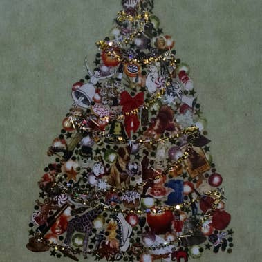 Erica DiPaolo Designs - Wholesale Christmas Card - Collage Tree Card, Christmas Tree Card,Victorian Holiday