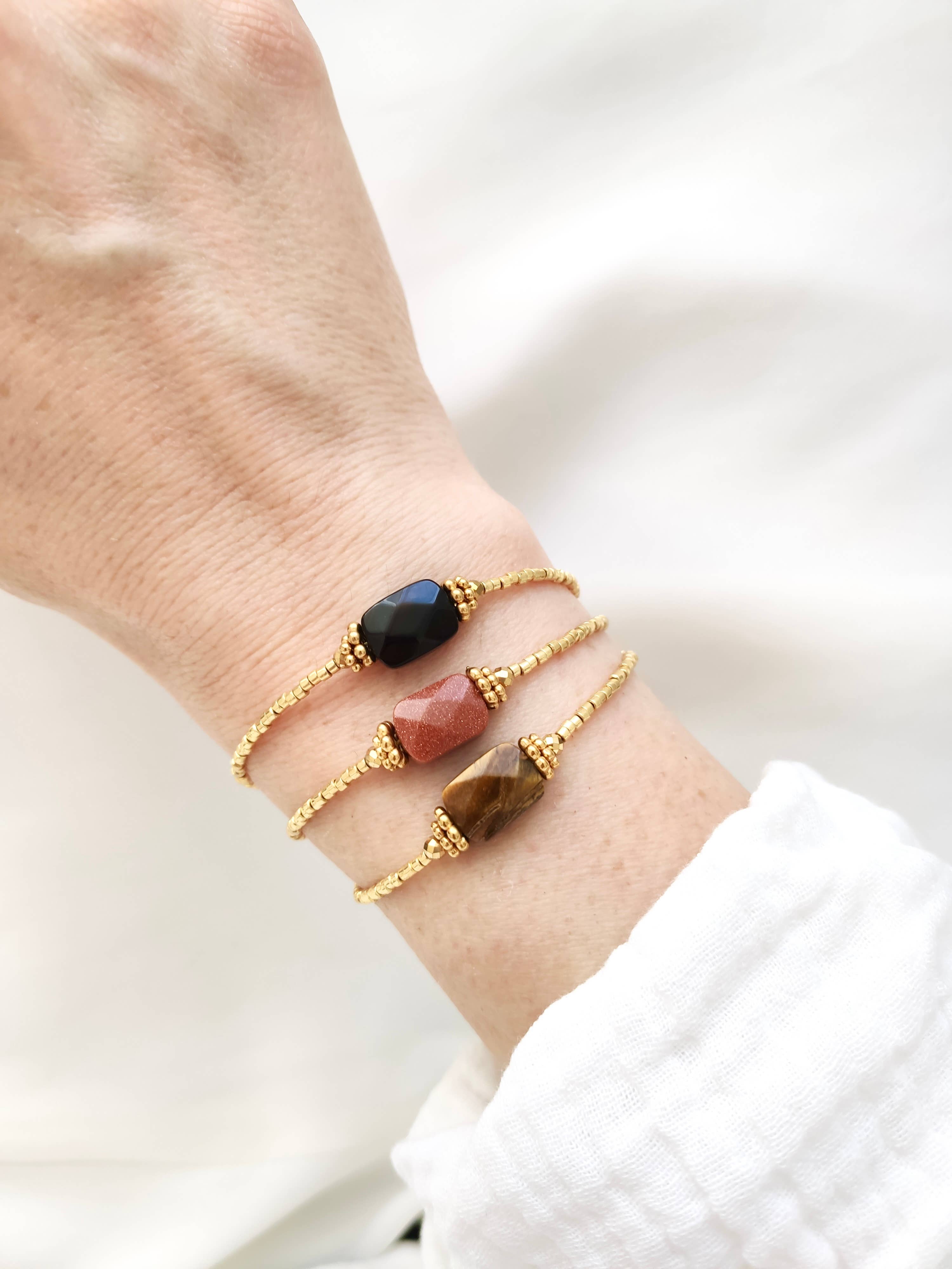 L'Atelier d'Artémis - Venta al por mayor Pulsera de cuentas - Pulsera OLYMPE con cuentas Miyuki chapadas en oro y piedras naturales6