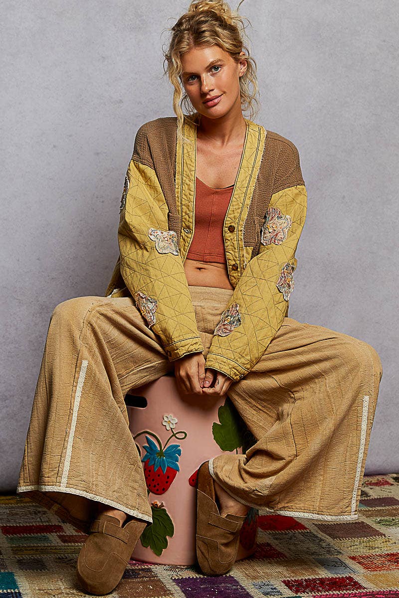 Pol Clothing - Wholesale Jacket - Women's - Long sleeve quilted twill big pocket woven jacket7