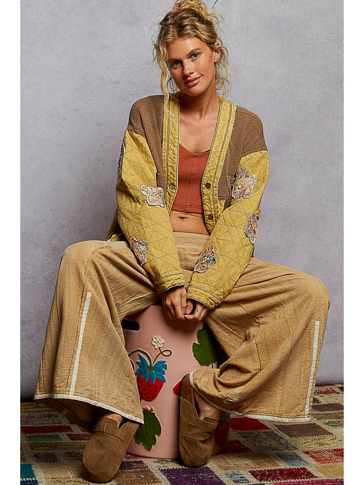 Pol Clothing - Wholesale Jacket - Women's - Long sleeve quilted twill big pocket woven jacket7