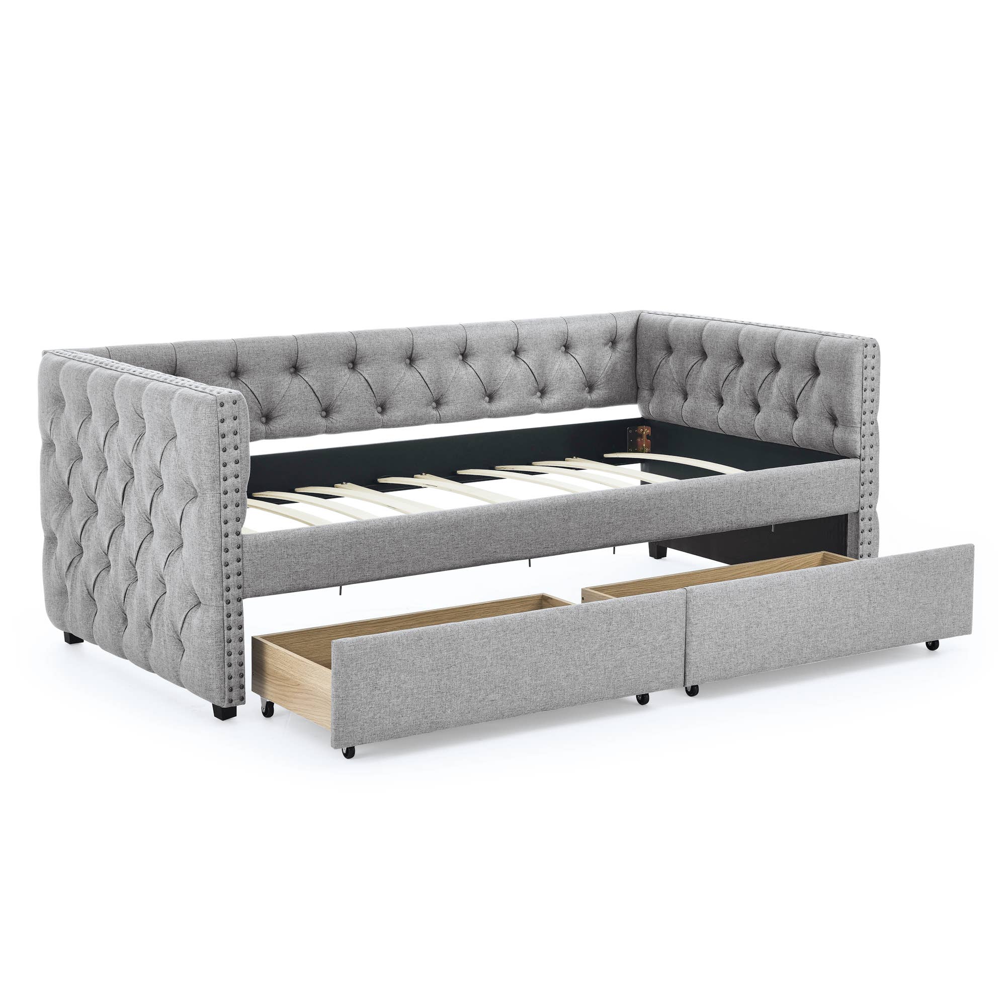 39F Inc. - Wholesale Bed - Upholstered Twin Size Daybed with Two Drawers with Button20