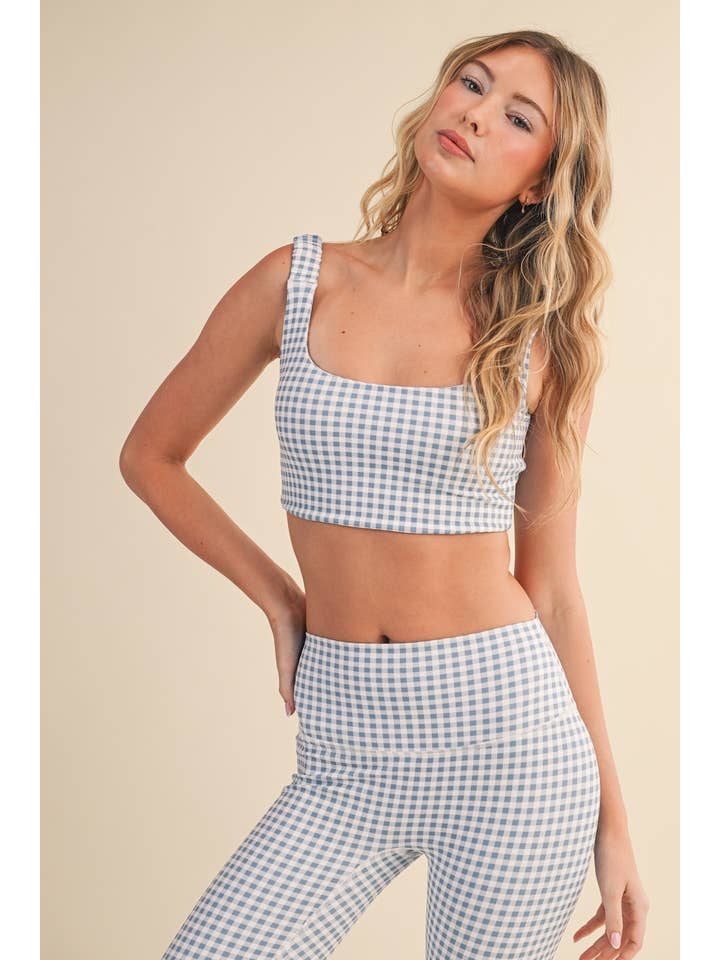 KIMBERLY C - Wholesale Sports Bra - Women's - Gingham Print Ruched Bra Top78