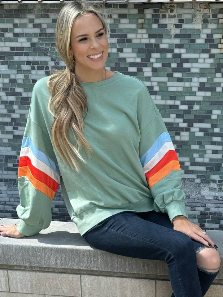 Jade Ella Sweatshirt mit gestreiften Ärmeln für den Großhandel auf Faire