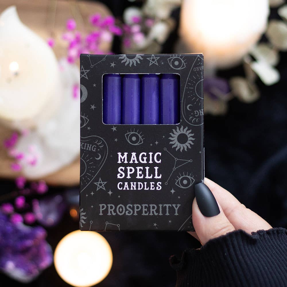 Something Different Wholesale - Wholesale Tapered candle/candlestick - Set of 12 Purple 'Prosperity' Magic Spell Candles