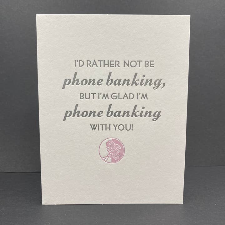 Services bancaires par téléphone : carte imprimée Lead & Roses Letterpress pour la vente par radical emprints