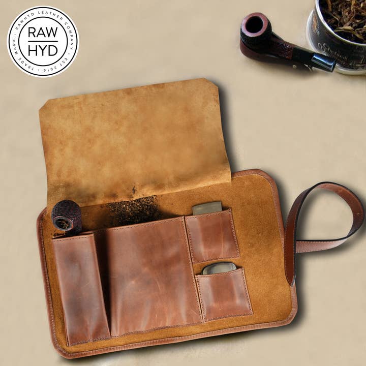 Leather Tobacco Pipe Pouch Case - Lightweight Smoking Pipe P for wholesale by RAWHYD Leather Co.
