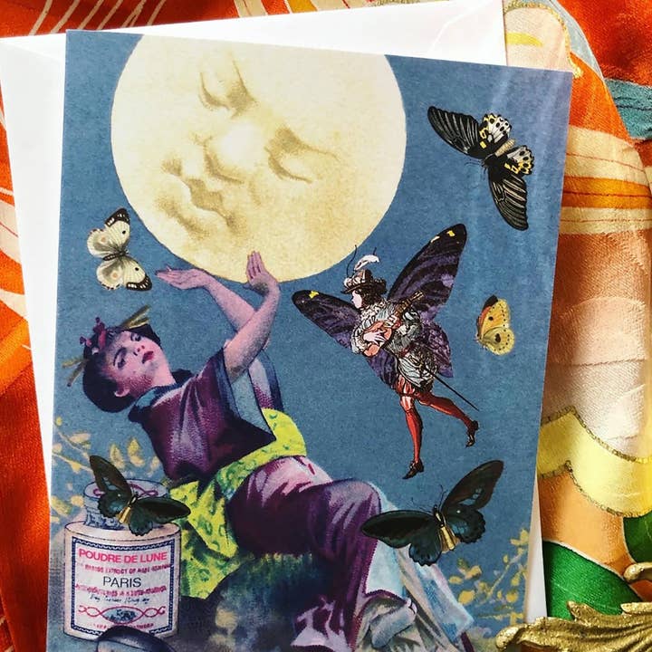 Ivory Tower Studios - Wholesale Everyday greeting card - Troubadour Fairy under Moon 5.5 x 4.25 (A2) Folding Card4