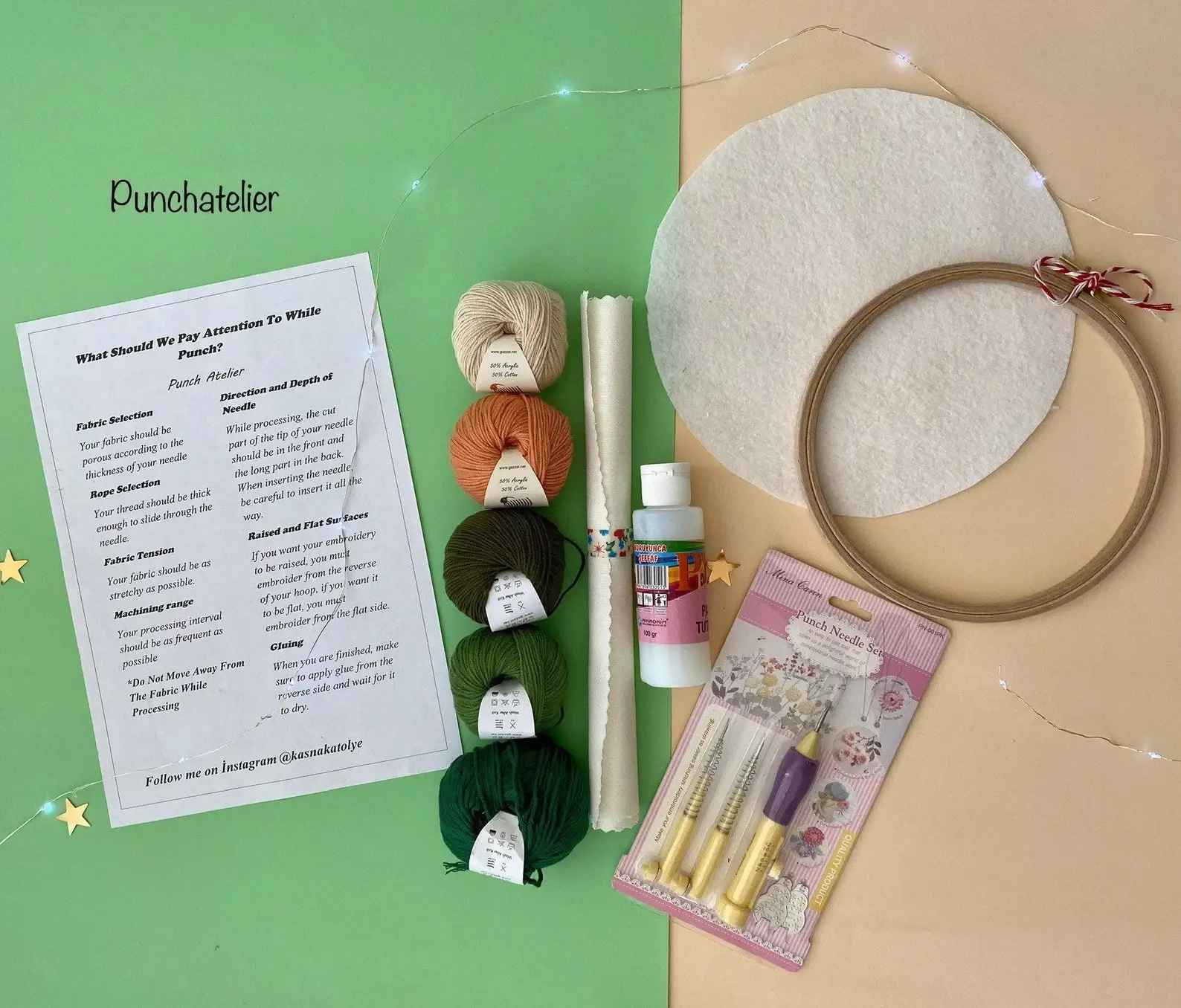 PunchAtelier – Material para bordar/ponto de cruz por atacado – Kit de Agulha Punch com Folha para Iniciantes7