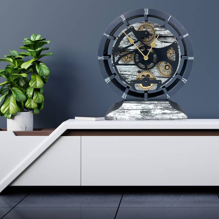 The Gears Clock - Wholesale Wall Clock - CANADA LINE WALL-DESK CLOCK 16 INCH GREY&WHITE16