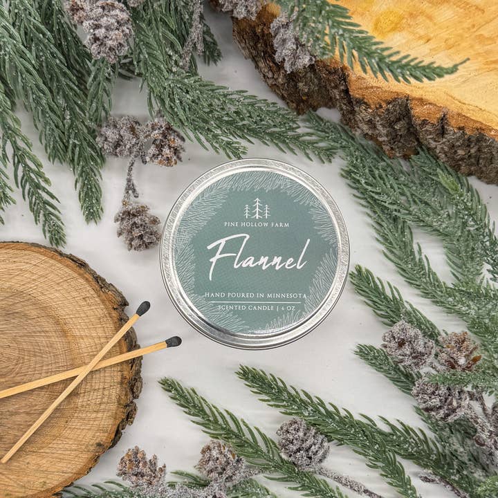 Flannel | Wood Wick Soy Candle for wholesale by Pine Hollow Farm LLC