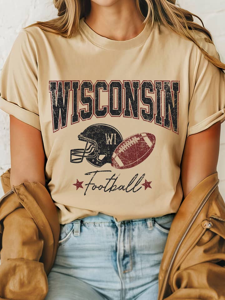 WISCONSIN FOOTBALL GRAPHIC T SHIRTS for wholesale by Rustee Clothing