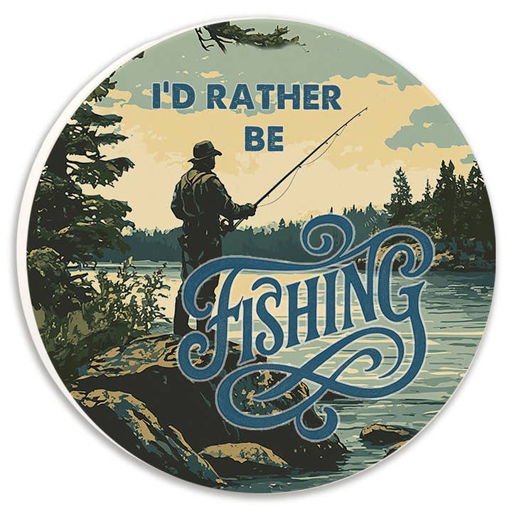 Montagna Sottobicchiere per Auto Preferirei Pescare per la vendita all'ingrosso da parte di Tipsy Coasters & Gifts