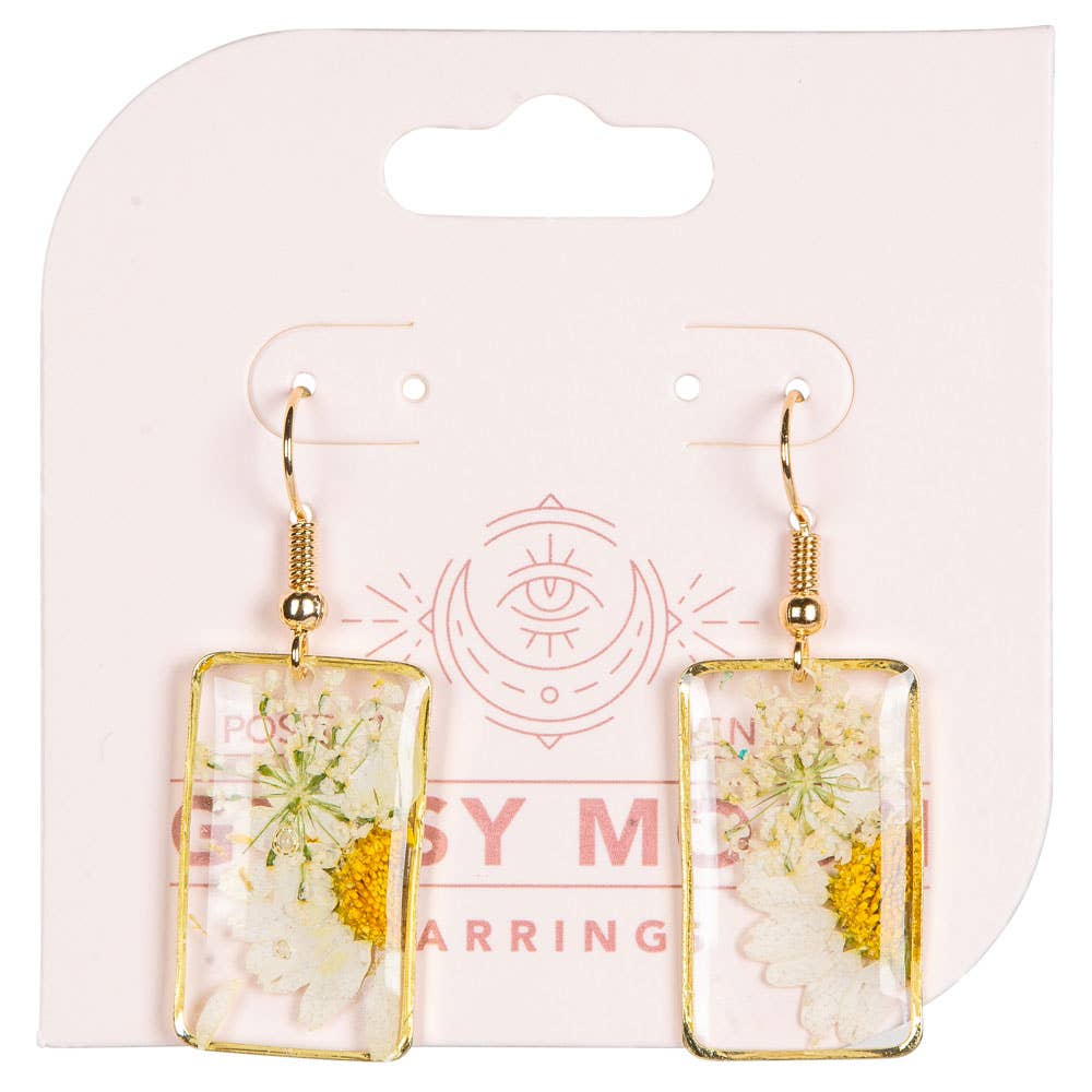 Benjamin International - Wholesale Dangle Earrings - DRIED SUNFLOWER RECANGLE EARRINGS1