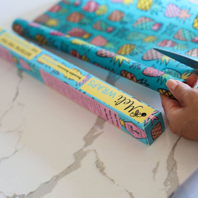 Embalagem reutilizável de cera de abelha - rolo a granel em impressão de abacaxi por atacado de Meli Wraps