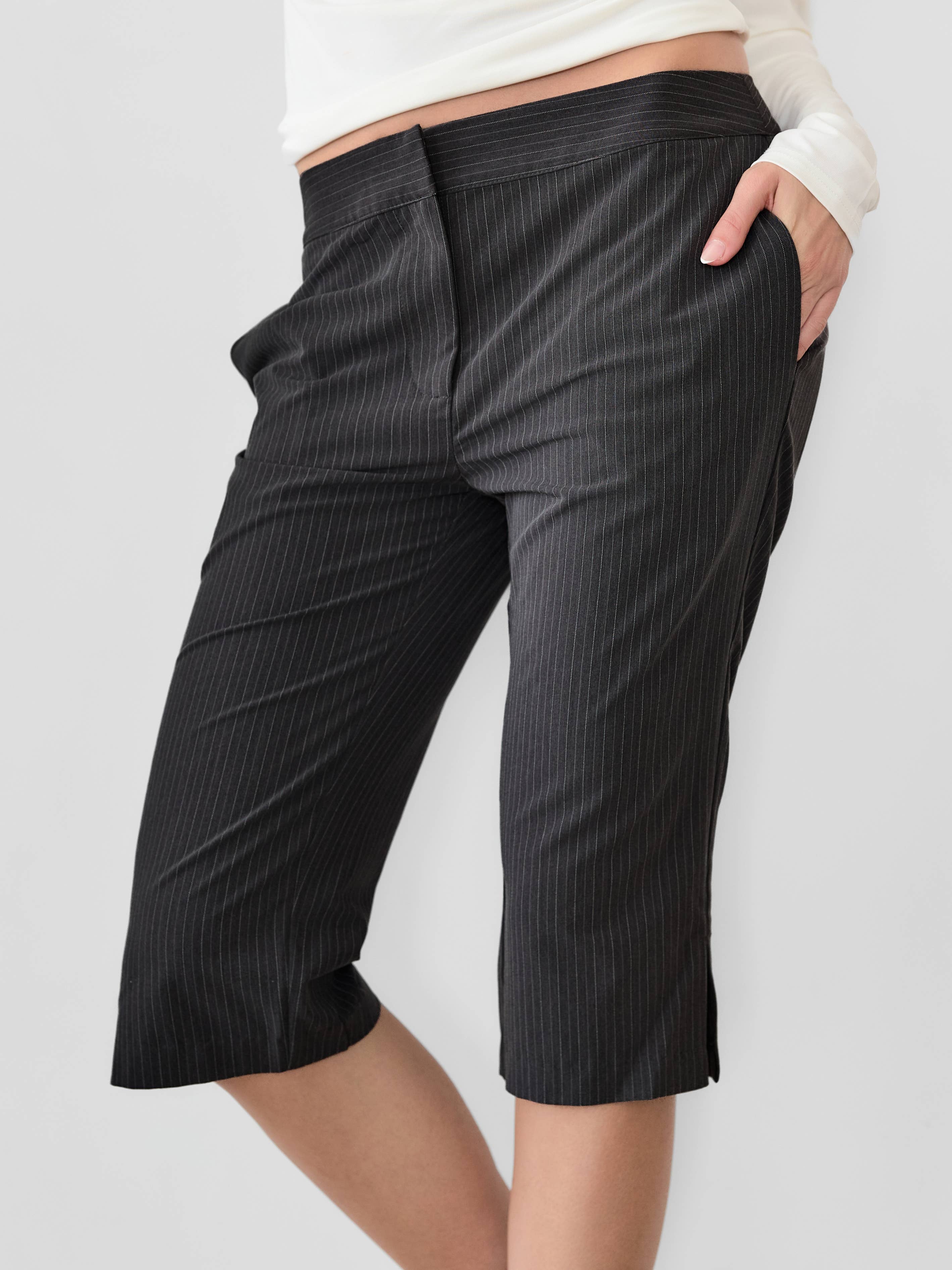 MOD REF - Wholesale Pants - Women's - The Ginny Capri Pants | Pinstripe Capri Pants3