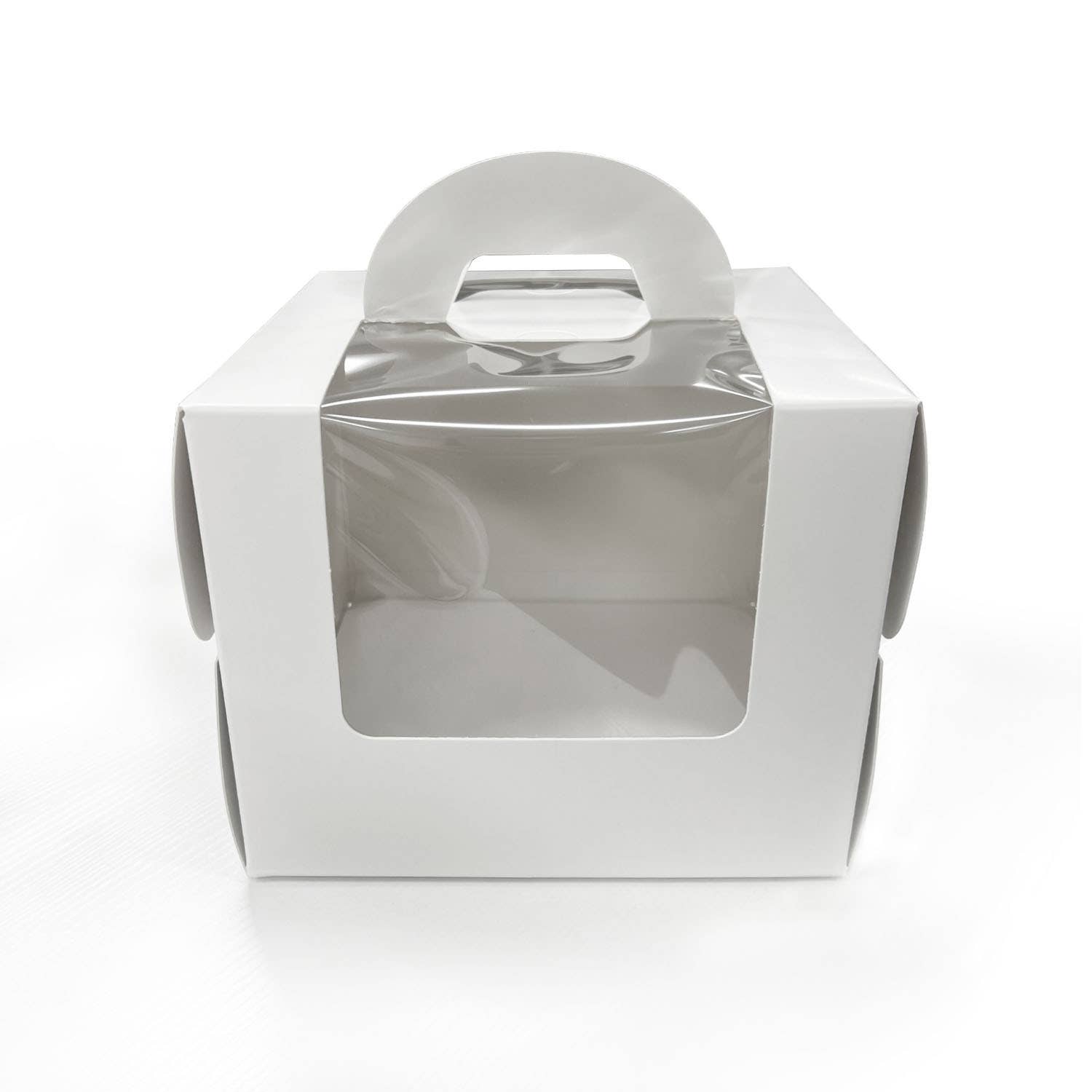 Kis Paper - Wholesale Cake Stand - 8.125" x 8.125" x 6.625" White Window Cake Boxes with Handle2