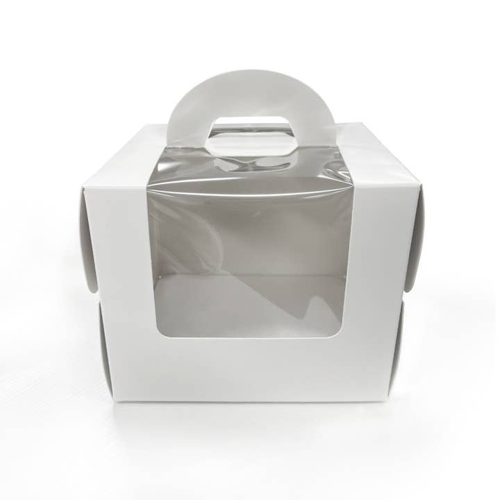 Kis Paper - Wholesale Cake Stand - 8.125" x 8.125" x 6.625" White Window Cake Boxes with Handle2