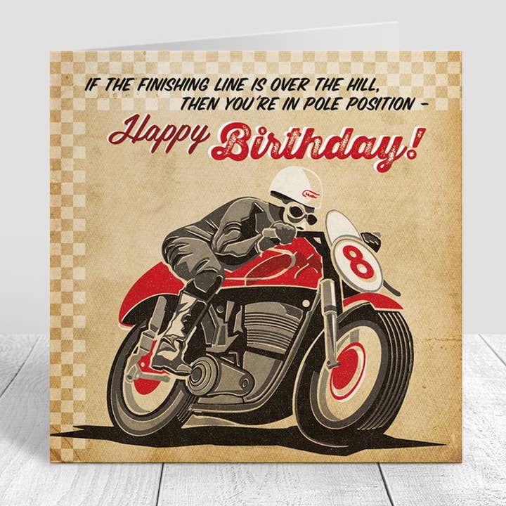 Autojumble 'Pole Position' Birthday Card for wholesale by Pennychoo