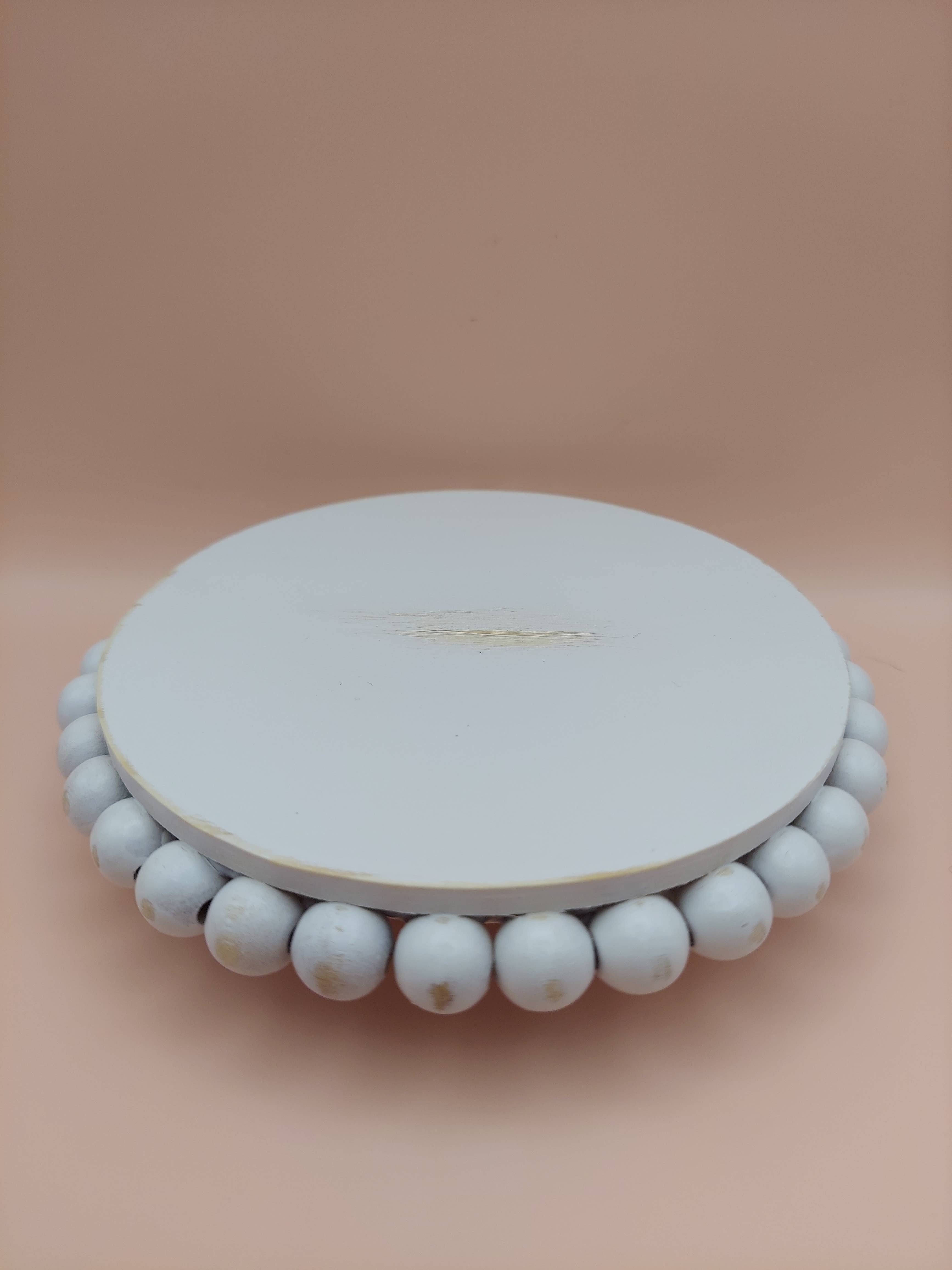 Crafty Wood Studios – wholesale Desk riser – 4" Round Mini Wood Beaded Short Riser8