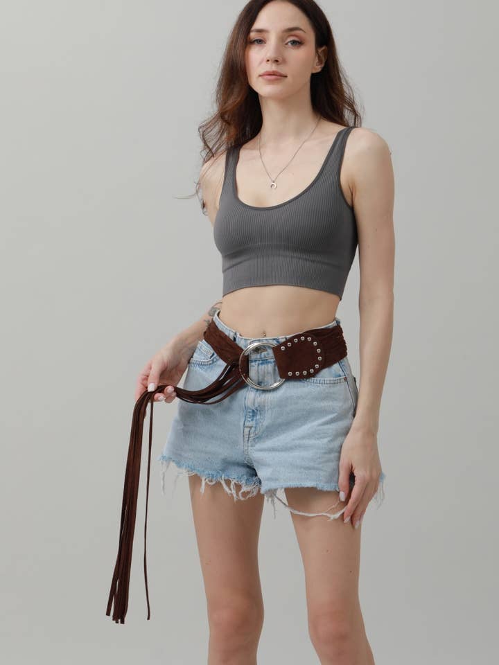 Double Ring Fringe Belt - Bohemian Ethnic Style for wholesale by Leto Accessories