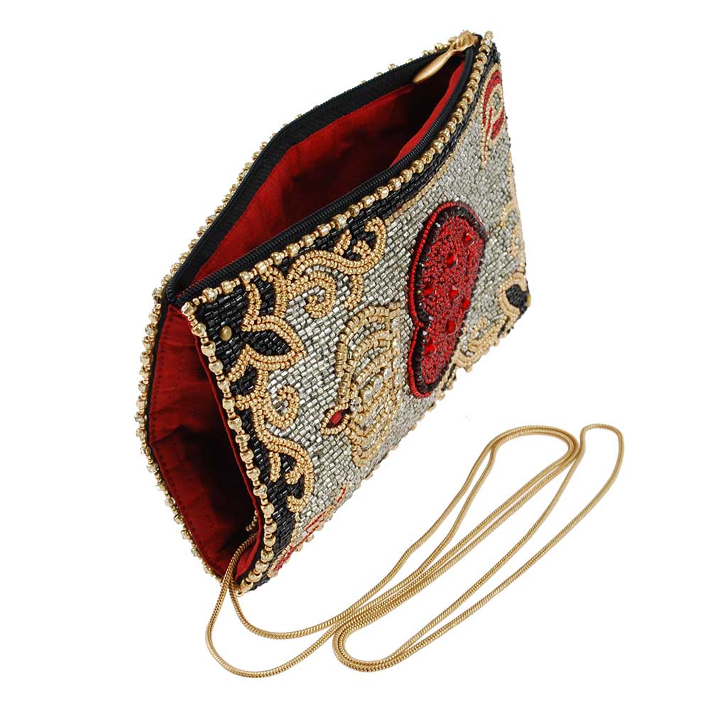 Mary Frances Accessories – bolsa tiracolo - Mulher por atacado – Mala de Telefone a Tiracolo com Contas Rainha de Copas Carta de Jogar1