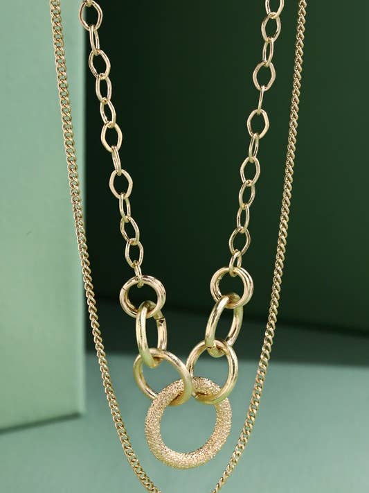 Double Layered Linked Pendant Necklace for wholesale by Shop Neighbors