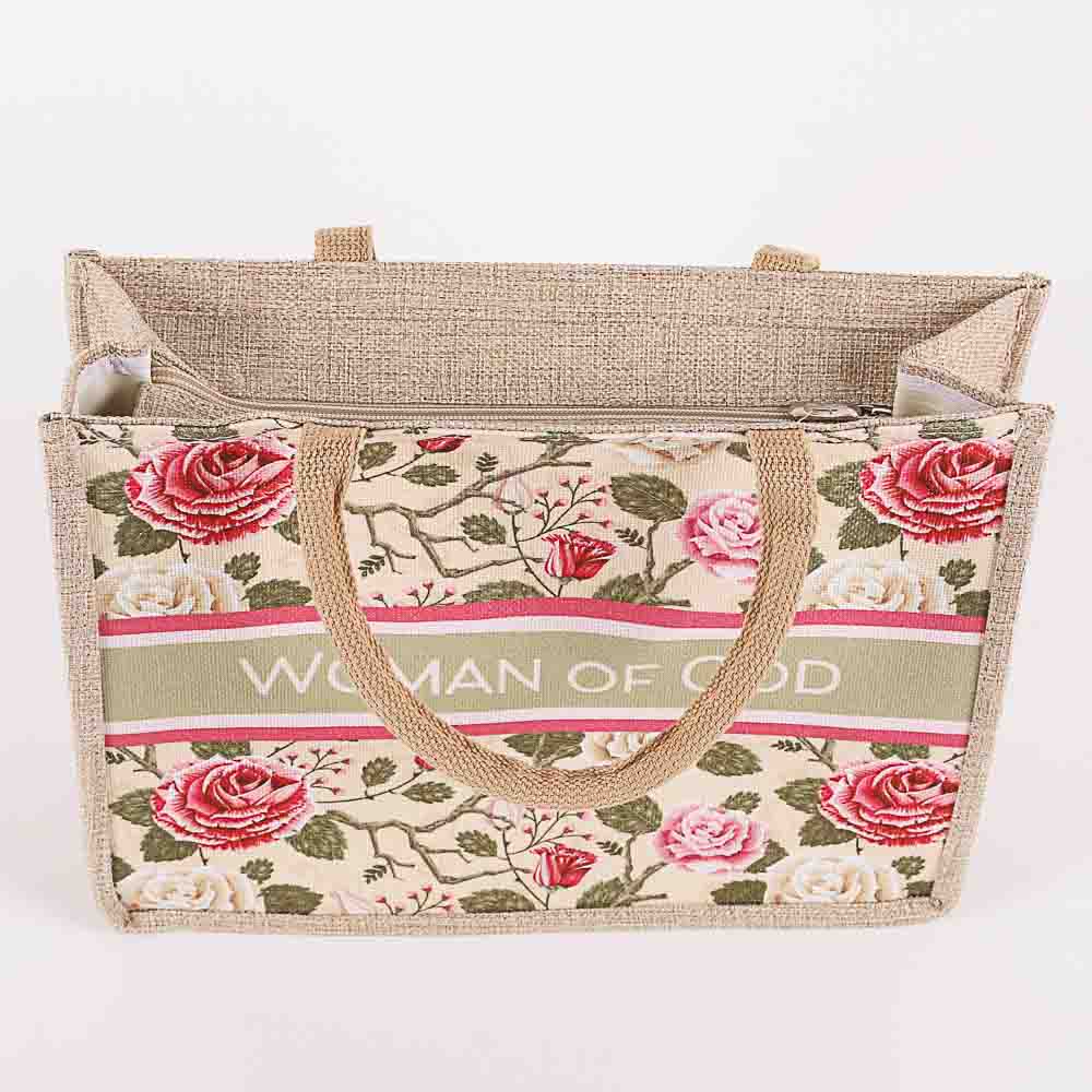 Swanson Christian Products - Wholesale Tote Bag - Women's - Tote Canvas Woman Of God Floral2