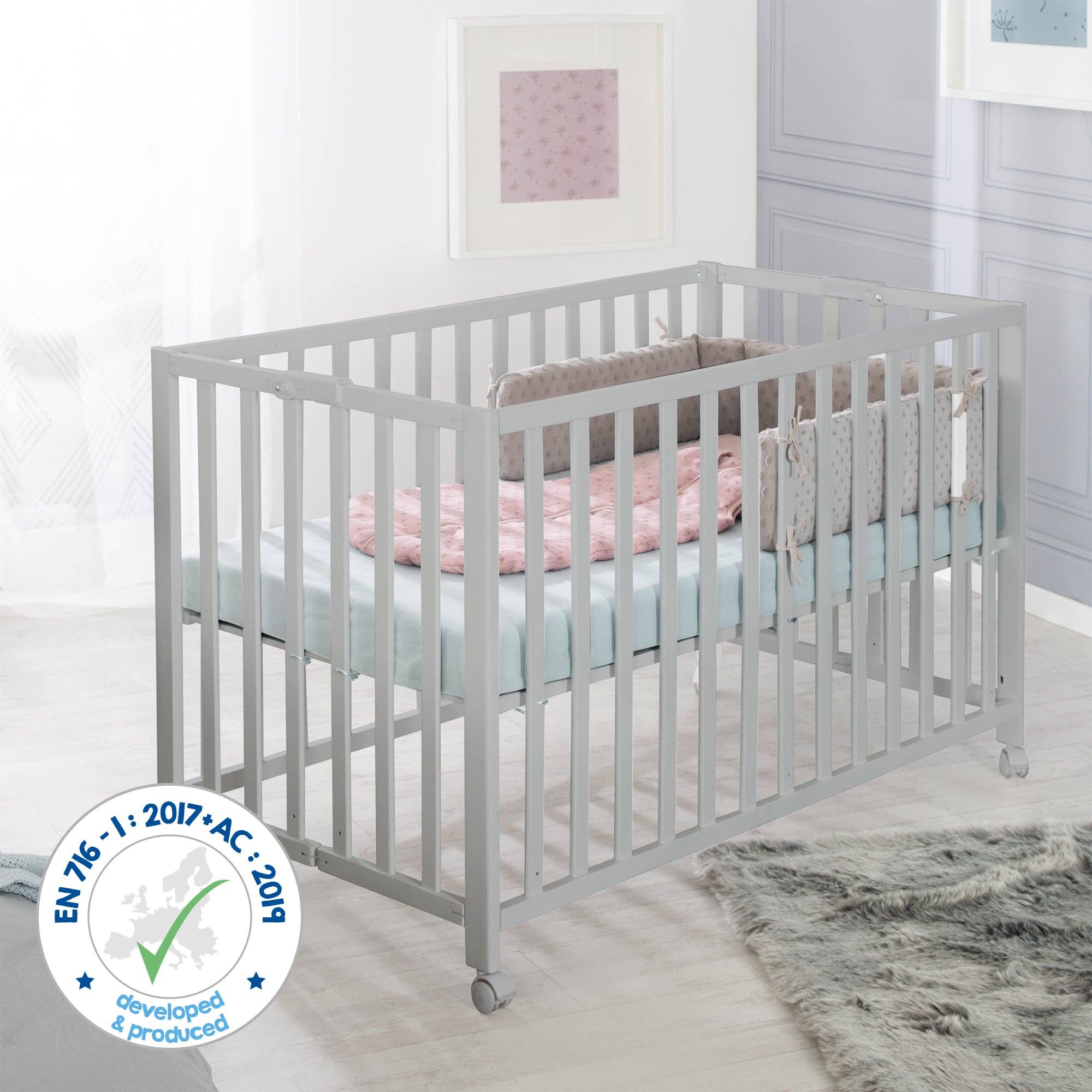 roba kids – wholesale Säng - Barn och baby – roba kids hopfällbar säng "Fold up", 60 x 120 cm, taupe trä12