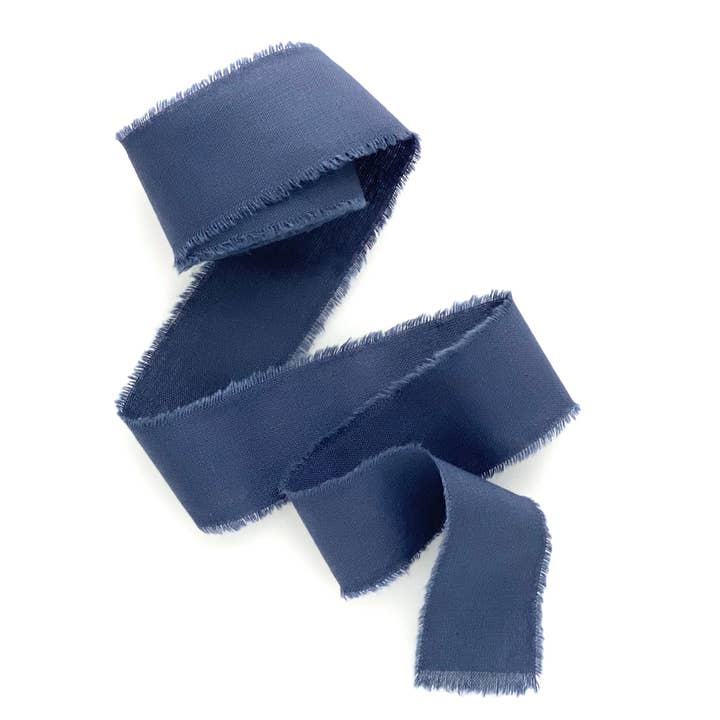 LinenLark - Wholesale Ribbon - Gift Wrapping - Hand-dyed frayed edges ribbon No silk cotton ribbon Vegan