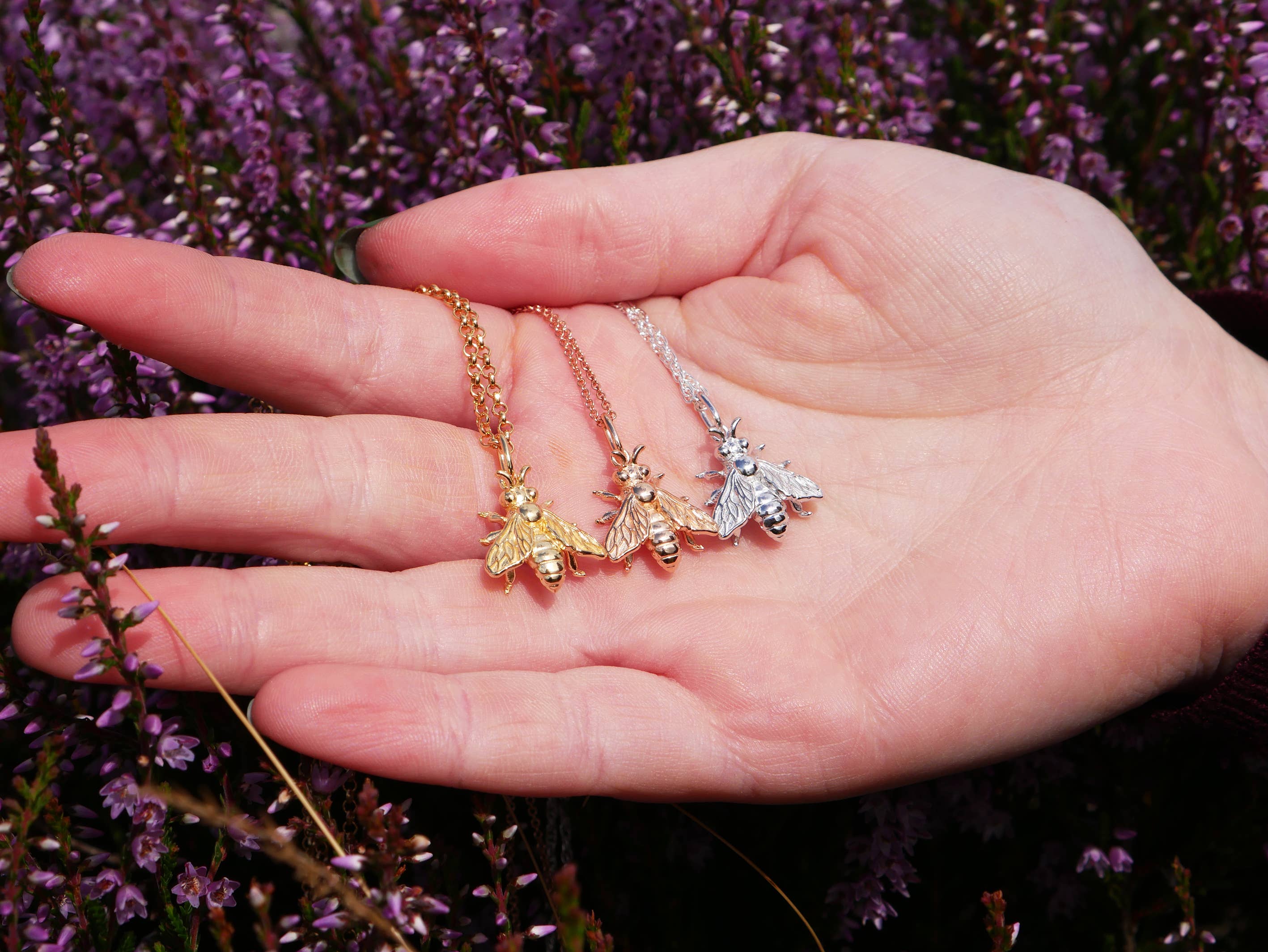 In The Heather – wholesale Pendant/charm necklace – Scottish honey bee necklace in sterling silver8