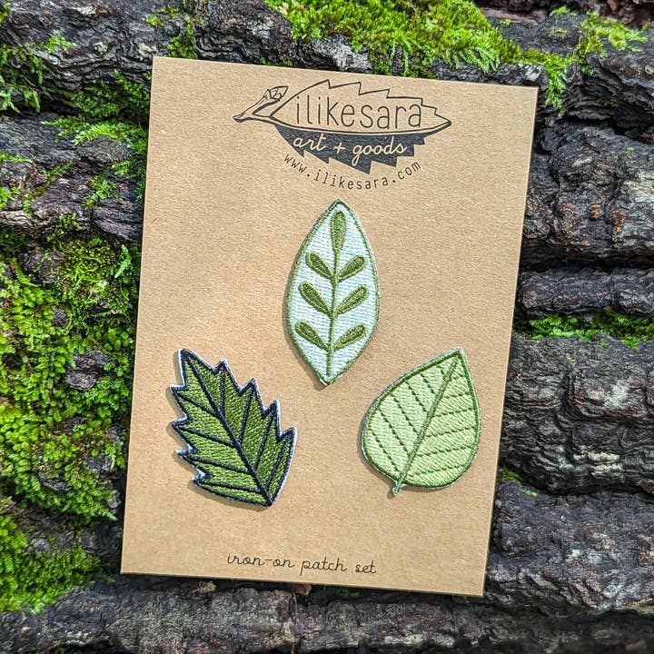iron-on patch | leaf 3 pack - green for wholesale by ilikesara | art + goods