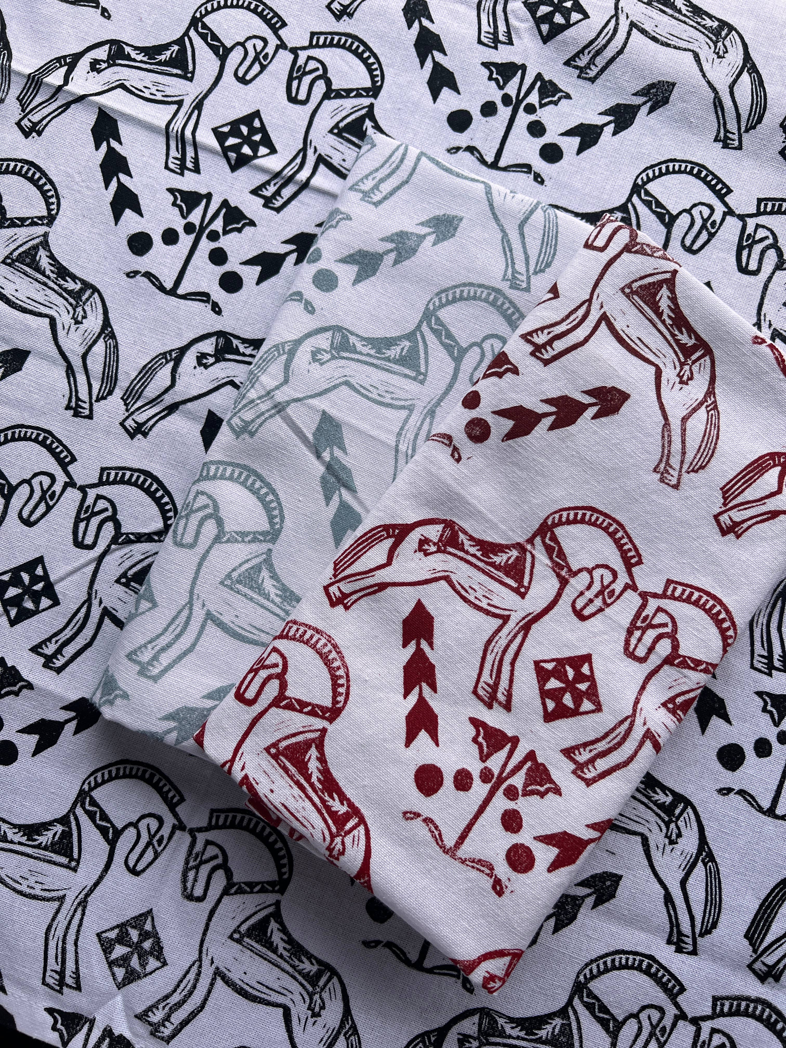 Follysome Prints - Wholesale Tea Towel - Fjord Horse Block Printed Towel1