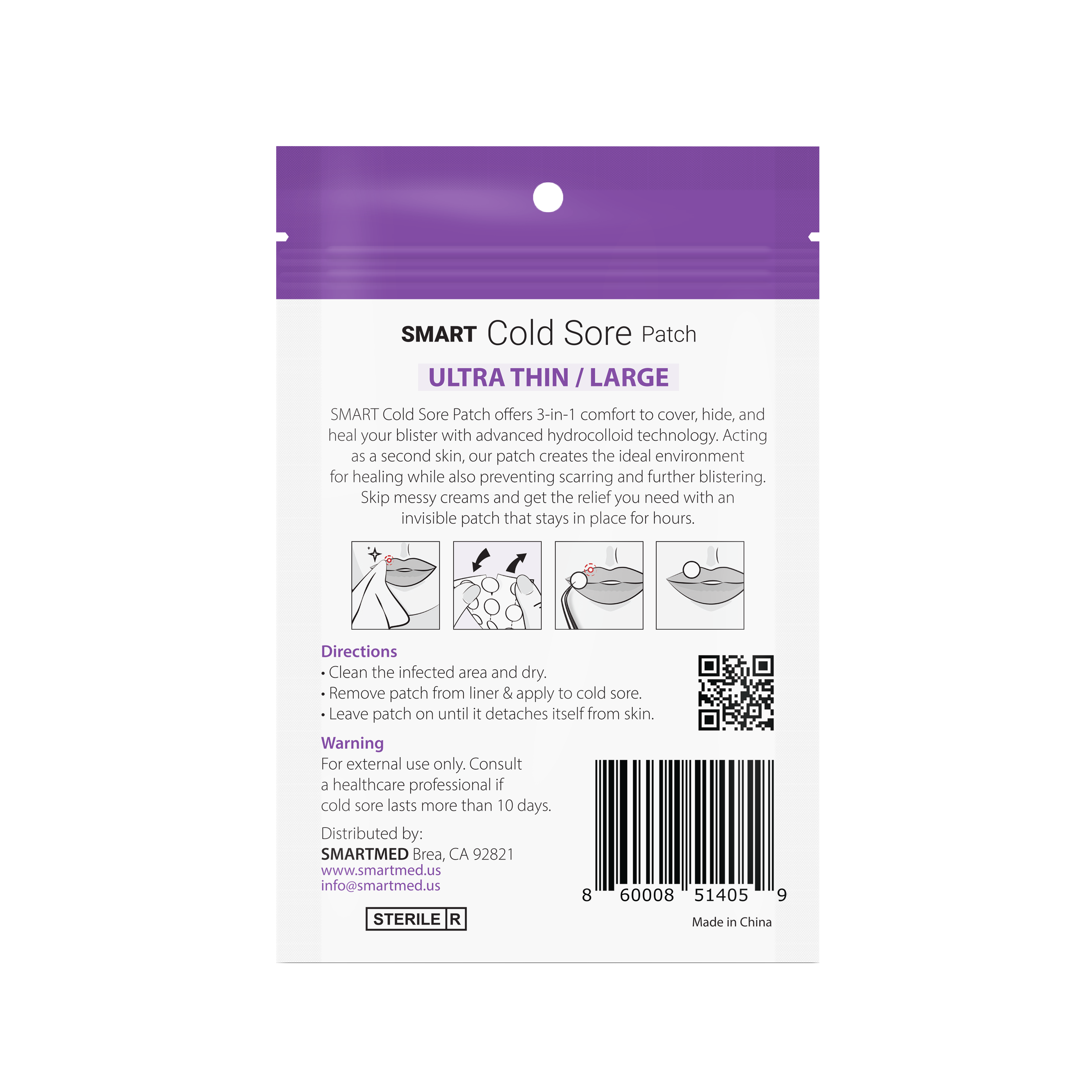 SMARTMED - Wholesale Bandaids/Bandages - Smart Cold Sore Large Treatment Patch with Lemon Balm Clear1