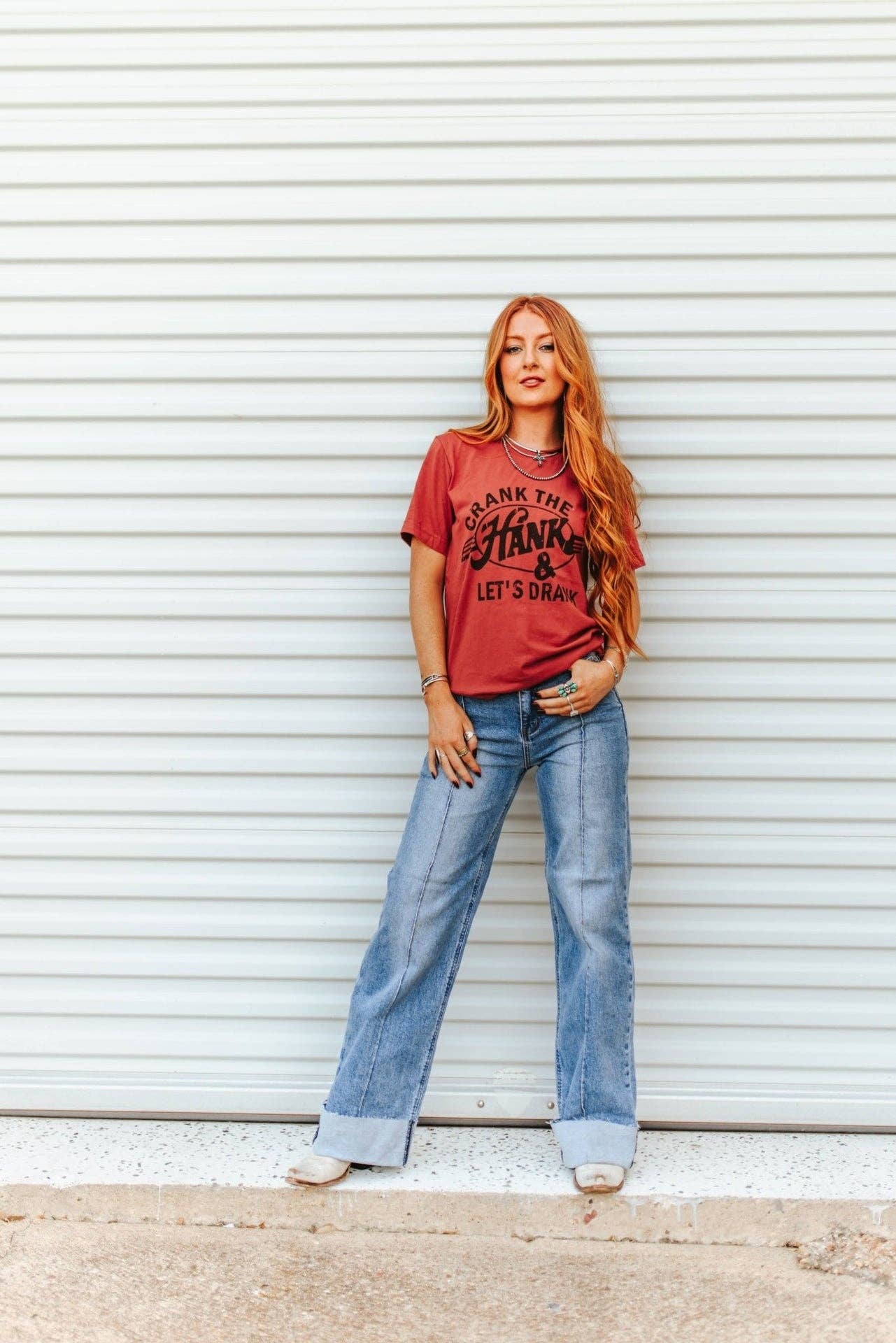 Rust Crank The Hank & Let's Drank Graphic Tee for wholesale on Faire4