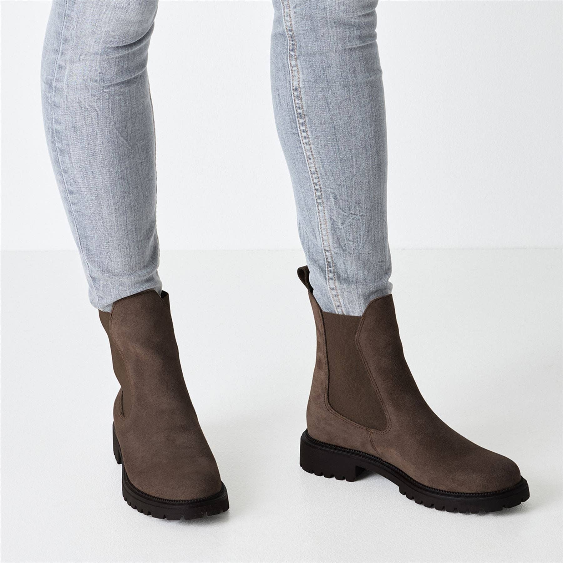 Tamaris Womens Taupe Brown Leather Classic High Chelsea Ankle Boots for wholesale on Faire6