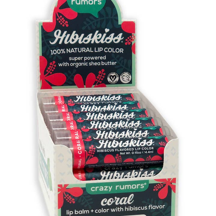 Crazy Rumors - Wholesale Lip Balm - All Natural, Vegan Hibiskiss 3 in 1 Lip Color Balm - Coral5