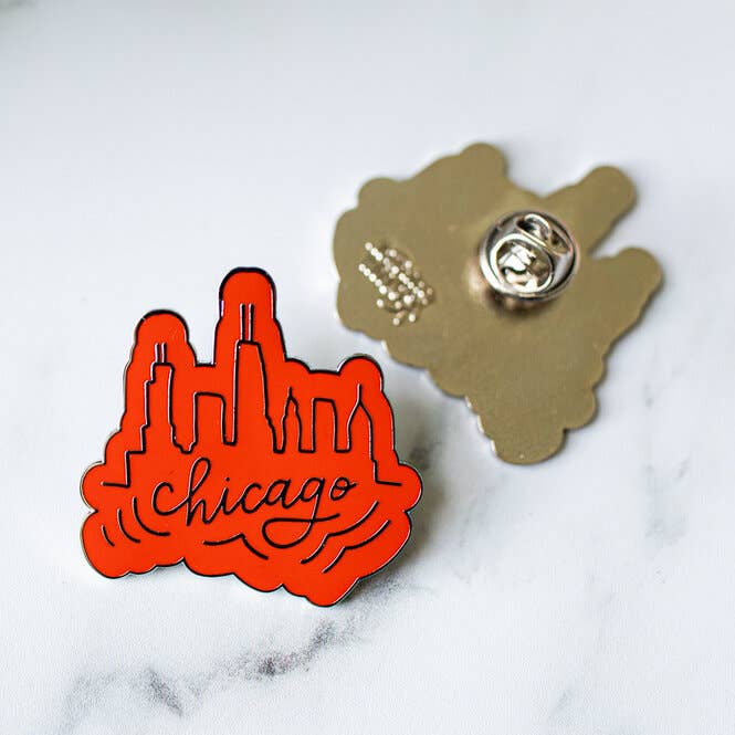 Chicago Skyline Enamel Pin for wholesale by Lettering Works