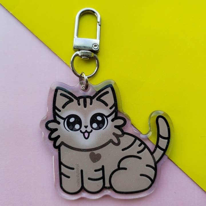 TABBY Cat Body - Keychain Acrylic Epoxy for wholesale by kristykatko