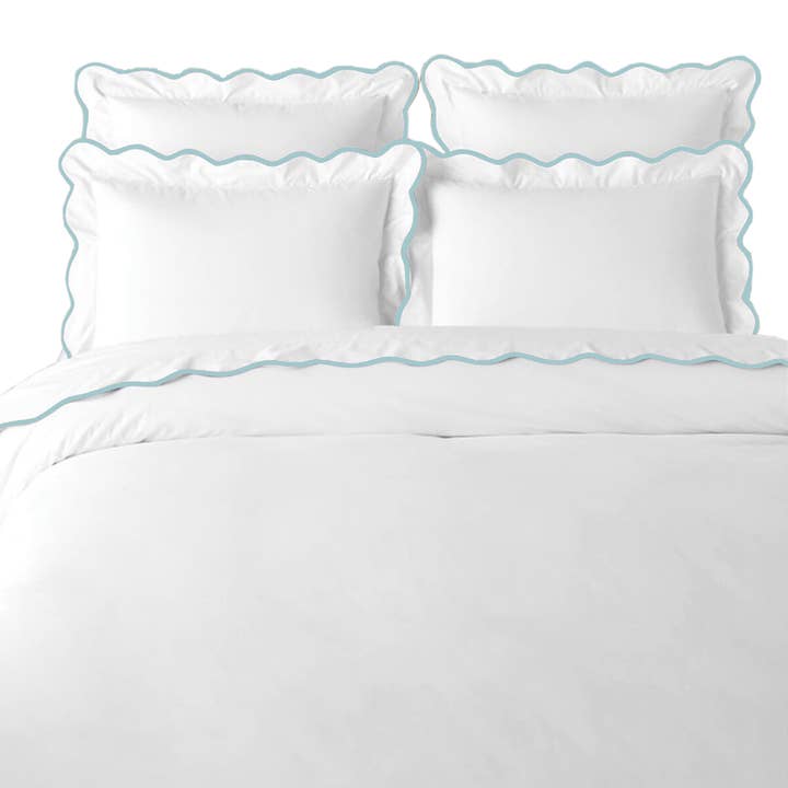 Laura Park Designs - Wholesale Duvet Cover - Scalloped Duvet Cover, Blue / White