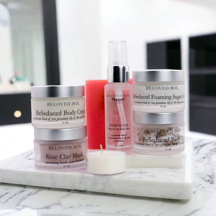 BeSeduced Self-Care Box with Self-Love Coaching Workbook for wholesale by BeLoved Box