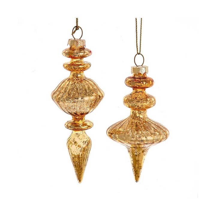 Kurt S. Adler, Inc. - Wholesale Ornament Set - 4.4-5.5"GLASS GOLD FINIAL ORNAMENT 2/A1