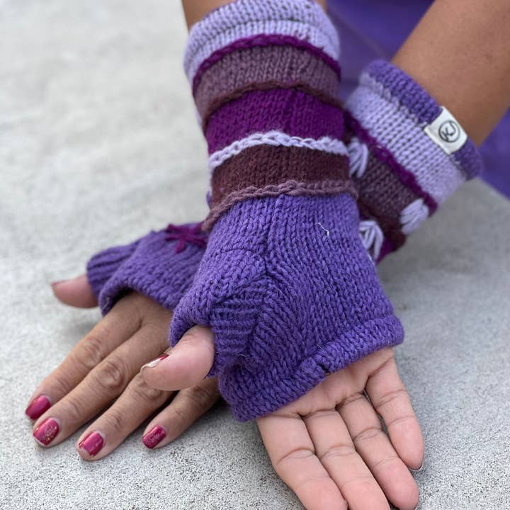 Lungta Imports - Wholesale Gloves - Women's - Woolen Hand Knit Fingerless Fleece Lined Gloves, Hand Warmer