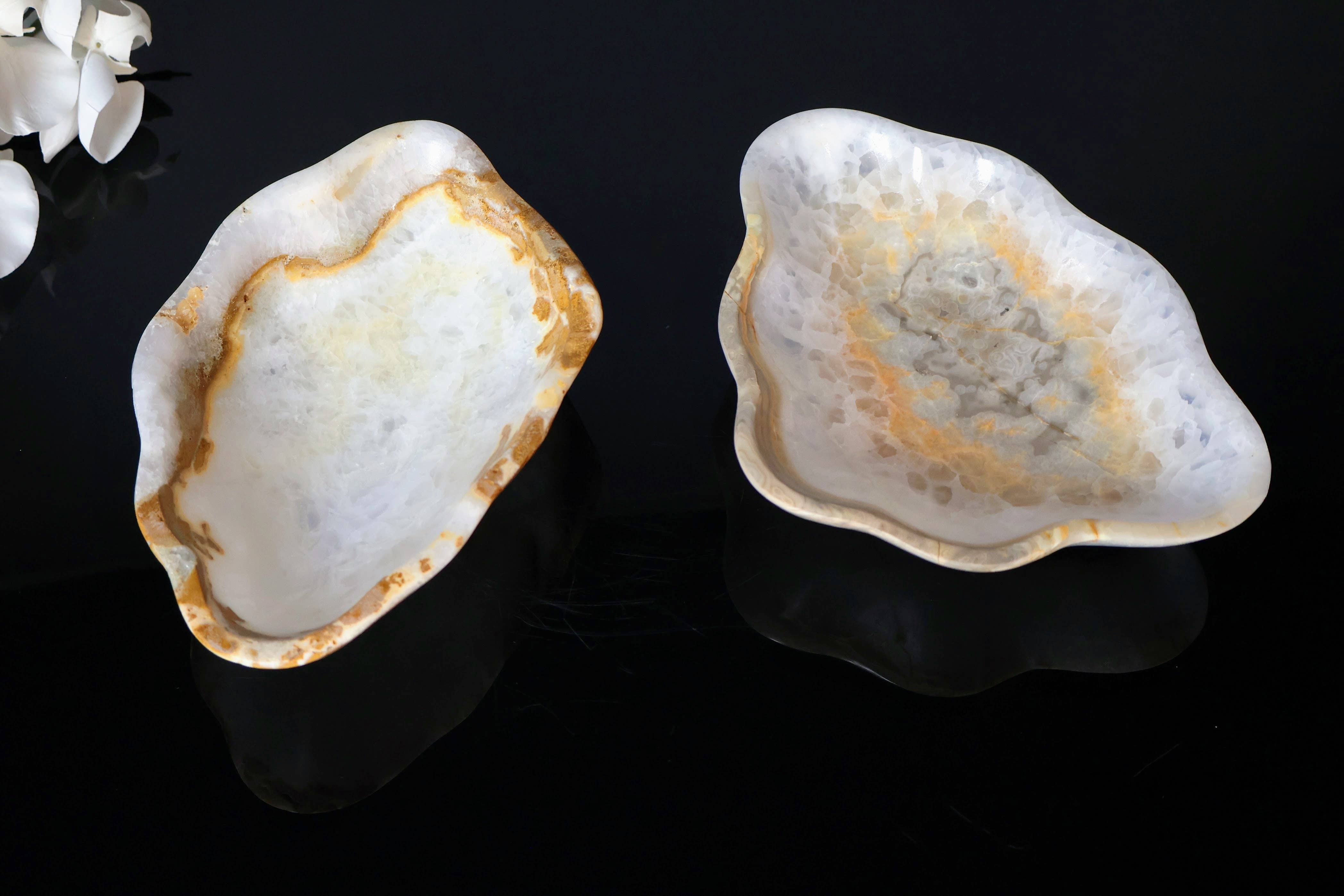 OnyxBowl - Wholesale Jewelry Dish - Delightful Pair of Onyx Stone Trays for Jewelry or Trinkets0